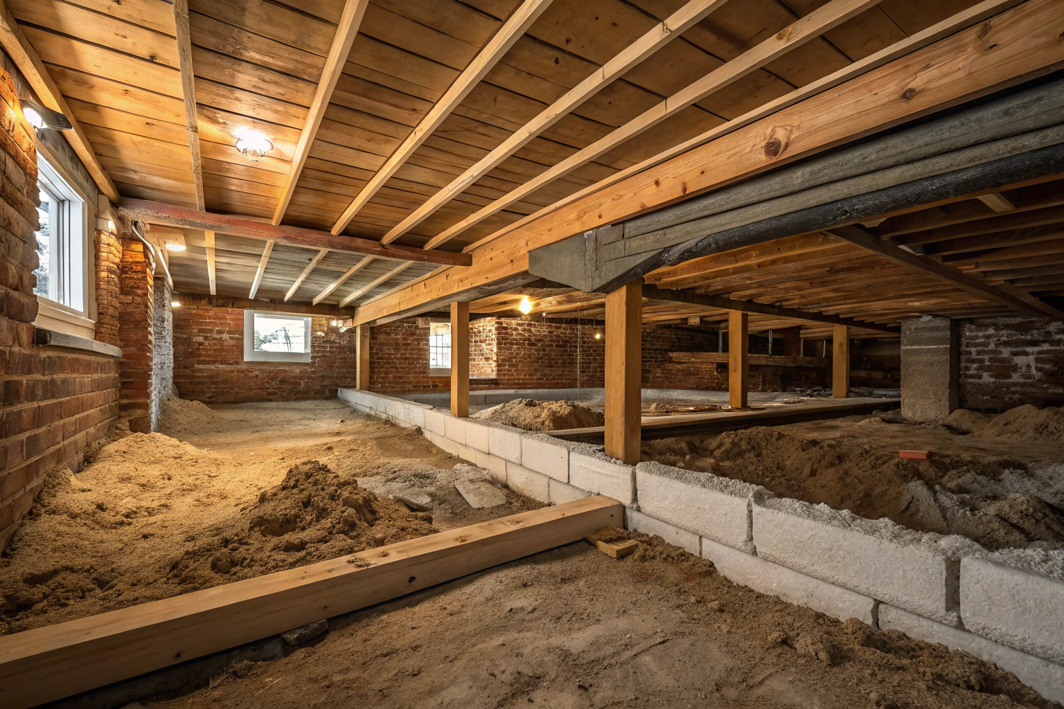 Contaminated insulation being removed from a crawl space