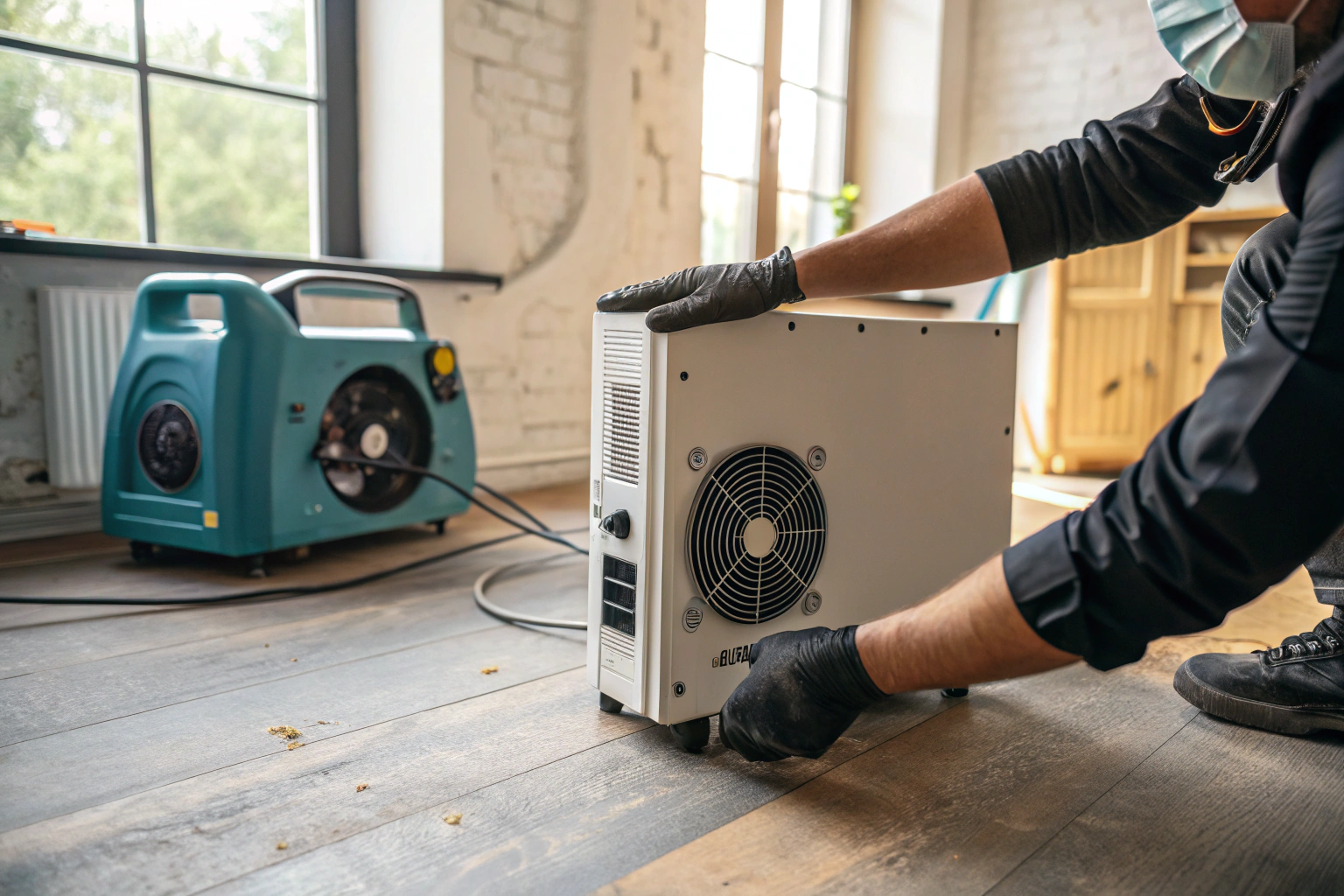 Professional mould remediation equipment including PPE and tools