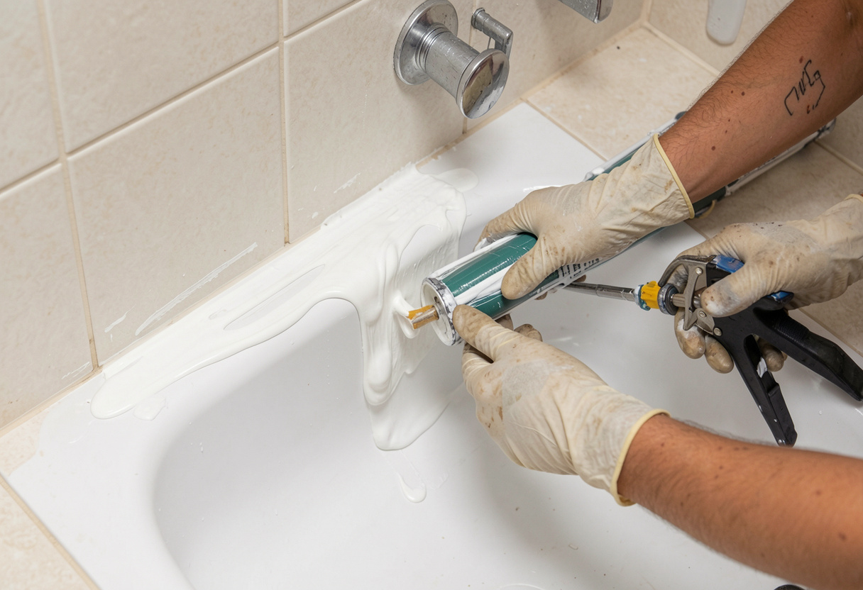 Bathroom mould removal treatment in progress on tiled walls