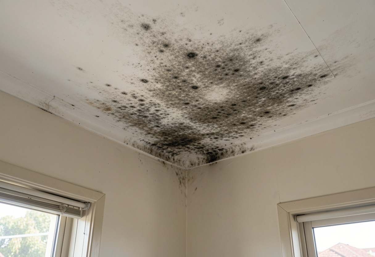 Ceiling mould removal treatment being carried out